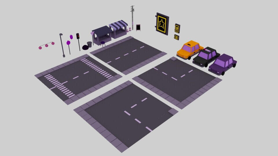 Lowpoly city assets